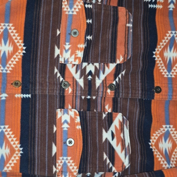 George Orange and Brown Plaid Aztec Western Shirt LOT O - Picture 5 of 6